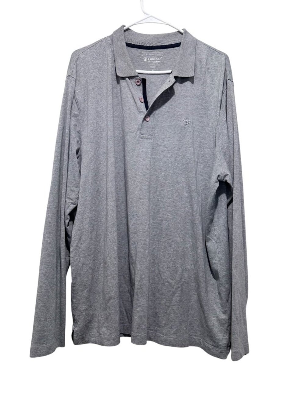 Coolibar Coppitt UPF 50+ Long Sleeve Polo Shirt Mens XL Grey Outdoor Work Hiking